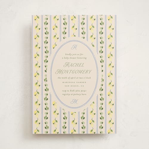 This is a rome baby shower invitations with standard by Claudia Orengo called limoncello printing on signature in standard