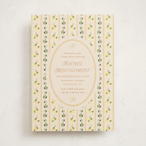 This is a bari baby shower invitations with standard by Claudia Orengo called limoncello printing on signature in standard