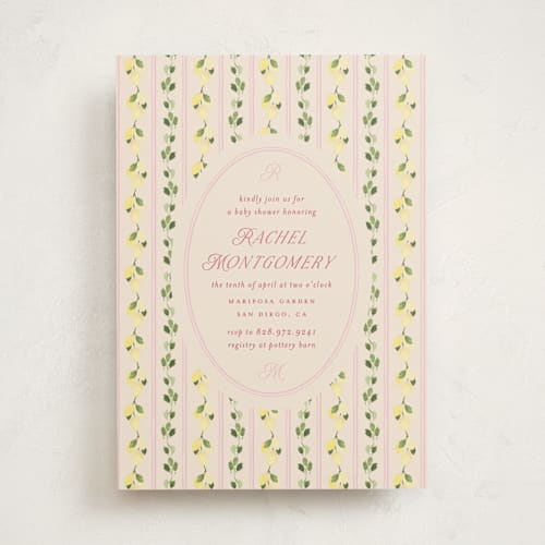 This is a verona baby shower invitations with standard by Claudia Orengo called limoncello printing on signature in standard