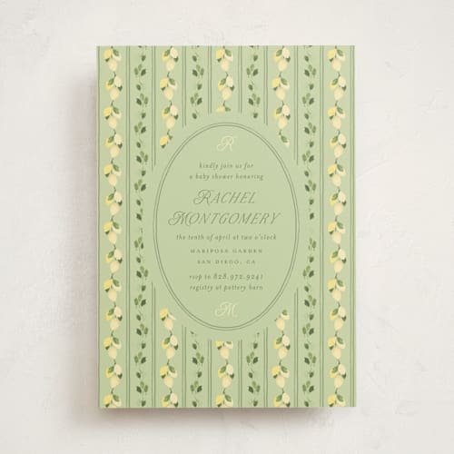 This is a positano baby shower invitations with standard by Claudia Orengo called limoncello printing on signature in standard