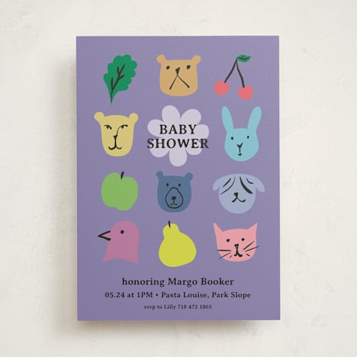 This is a grape baby shower invitations with standard by Claire called park slope printing on signature in standard