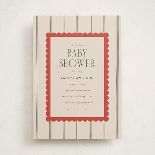 This is a taupe baby shower invitations with standard by Ashlee Townsend called prep room printing on signature in standard