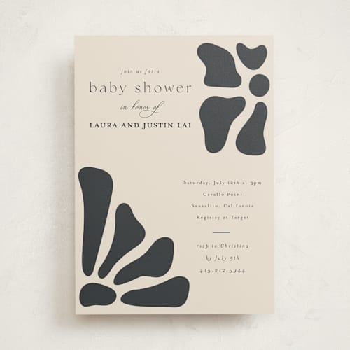 This is a charcoal baby shower invitations with standard by Joyce Pinheiro called modern bloom printing on signature in standard