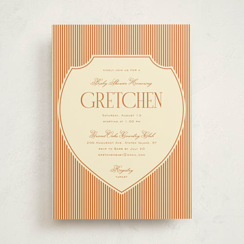 This is a citrus baby shower invitations with standard by Ashlee Townsend called the club crest printing on signature in standard