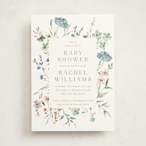 This is a moonshine baby shower invitations with standard by Petra Kern called gentle wildflower printing on signature in standard