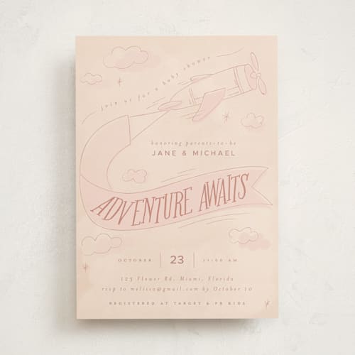 This is a melon baby shower invitations with standard by Vera Lim called fly with me printing on signature in standard