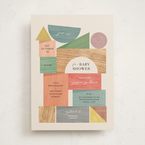 This is a rainbow baby shower invitations with standard by Penny Eversole called baby shower blocks printing on signature in standard