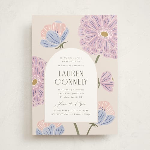 This is a petal baby shower invitations with standard by Brandy Folse called spring blooms printing on signature in standard