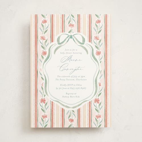 This is a orangery baby shower invitations with standard by Jackie Crawford called wildflower ribbon printing on signature in standard