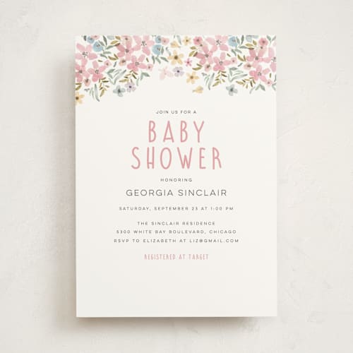 This is a petal baby shower invitations with standard by Anne Ciotola called little flower shower printing on signature in standard
