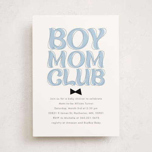This is a sky baby shower invitations with standard by Angela Garrick called boy mom printing on signature in standard