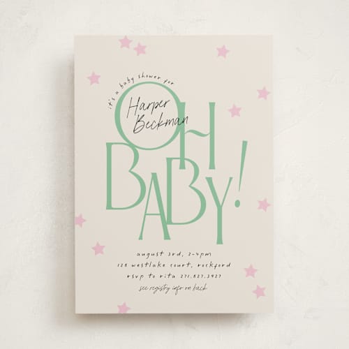 This is a cotton candy baby shower invitations with standard by Laura Hankins called bright star printing on signature in standard
