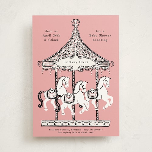 This is a cotton candy baby shower invitations with standard by Gwen Bedat called round and round printing on signature in standard