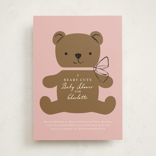 This is a rose baby shower invitations with standard by mo kelley called beary cute printing on signature in standard