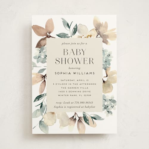 This is a dried botanicals baby shower invitations with standard by Petra Kern called grande printing on signature in standard