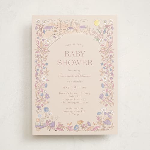 This is a melon baby shower invitations with standard by Sabrin Deirani called vintage magic town printing on signature in standard
