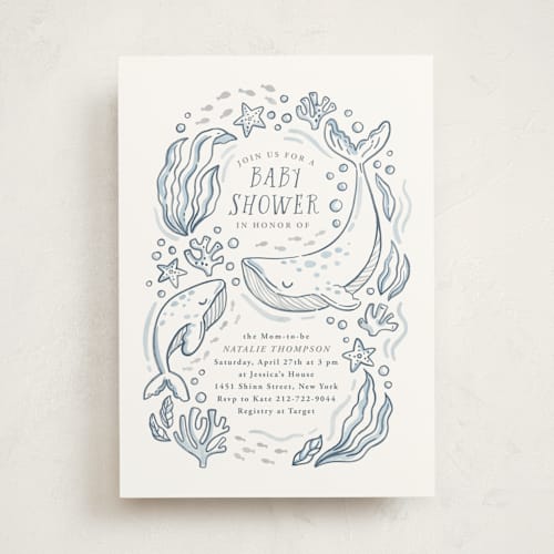 This is a ocean baby shower invitations with standard by Monika Torun called ocean love printing on signature in standard