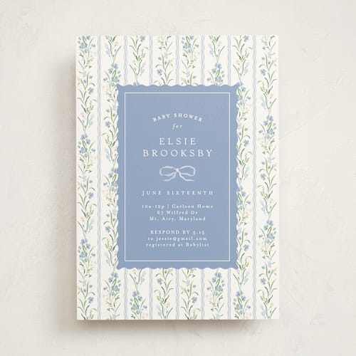This is a cornflower baby shower invitations with standard by Erin L. Wilson called dorothy printing on signature in standard