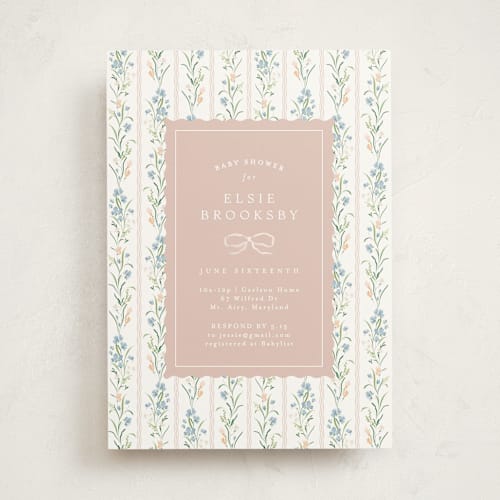 This is a peachy baby shower invitations with standard by Erin L. Wilson called dorothy printing on signature in standard