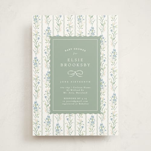 This is a garden greens baby shower invitations with standard by Erin L. Wilson called dorothy printing on signature in standard