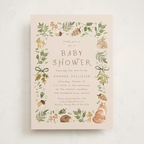 This is a sand baby shower invitations with standard by frau brandt called forest baby shower printing on signature in standard