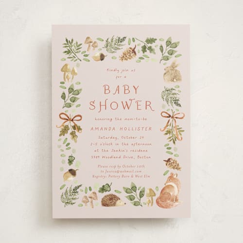This is a carrot baby shower invitations with standard by frau brandt called forest baby shower printing on signature in standard