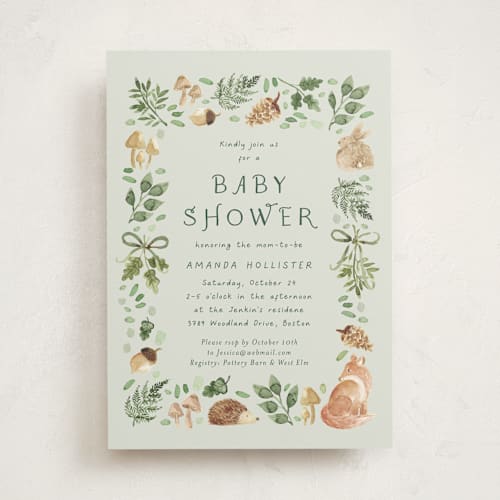 This is a turquoise baby shower invitations with standard by frau brandt called forest baby shower printing on signature in standard