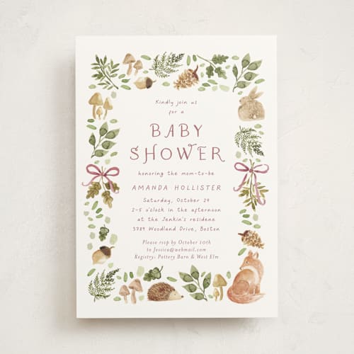 This is a cotton baby shower invitations with standard by frau brandt called forest baby shower printing on signature in standard