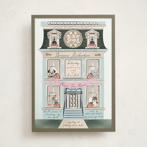 This is a sky baby shower invitations with standard by Ana de Sousa called house of love printing on signature in standard