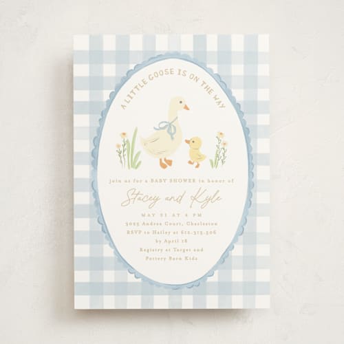 This is a sky baby shower invitations with standard by Creo Study called vintage goose printing on signature in standard