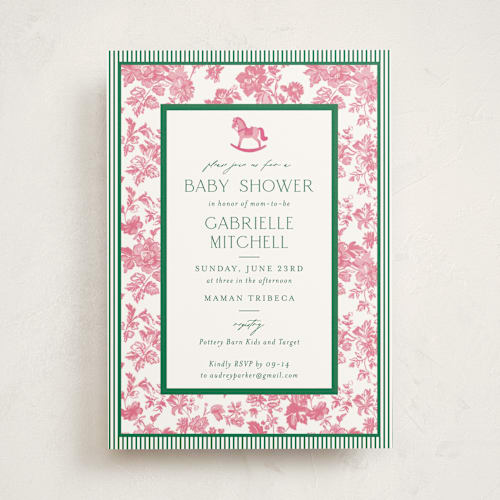 This is a kelly baby shower invitations with standard by Jenna Holcomb called rocking horse baby printing on signature in standard