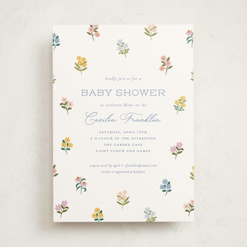 This is a wildflower baby shower invitations with standard by Paper Raven Co. called sweetie printing on signature in standard
