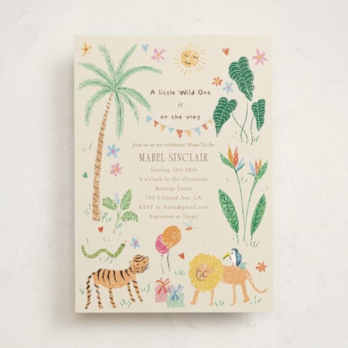 This is a linen baby shower invitations with standard by Celine Nguyen called a little wild one baby shower printing on signature in standard