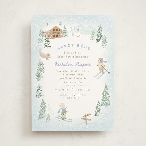 This is a frost baby shower invitations with standard by Jennifer Wick called apres bebe printing on signature in standard