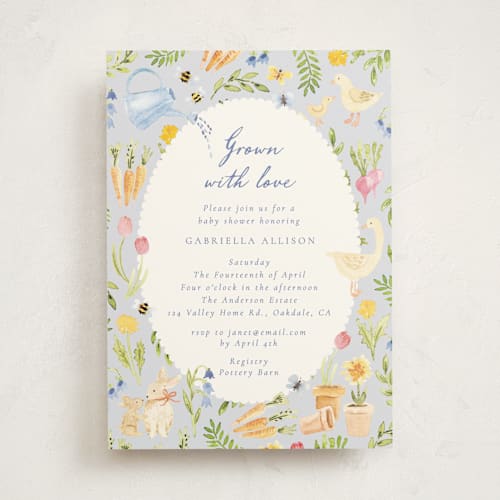 This is a sky baby shower invitations with standard by frau brandt called grown with love printing on signature in standard