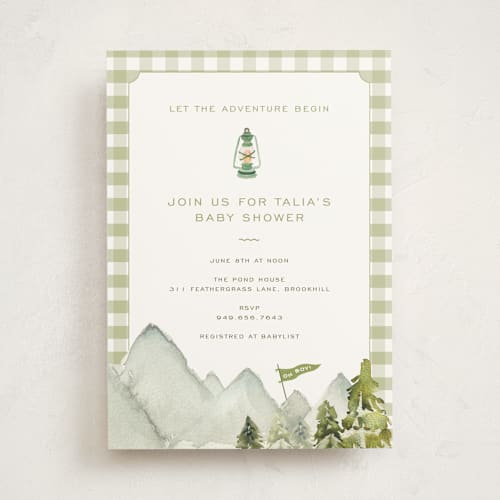 This is a forest baby shower invitations with standard by Reilly Kavanaugh called woodland baby shower printing on signature in standard