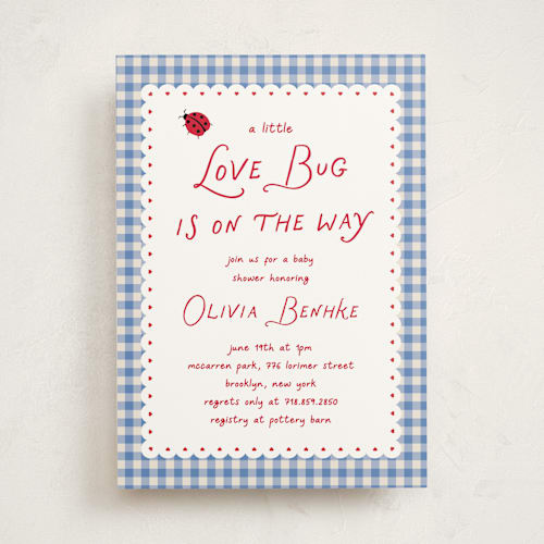This is a sky baby shower invitations with standard by Jennifer Lew called love bug printing on signature in standard