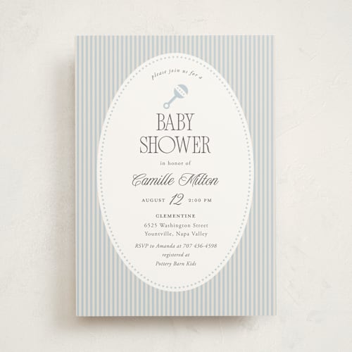 This is a blueberry baby shower invitations with standard by Benita Crandall called boujee printing on signature in standard