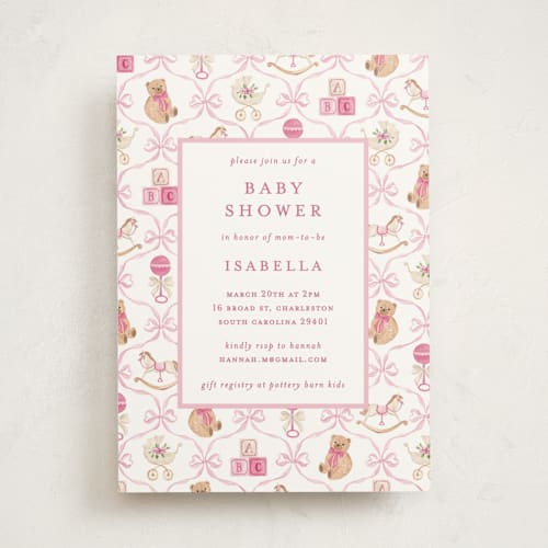 This is a sakura baby shower invitations with standard by Sarah Knight called tied with a bow printing on signature in standard