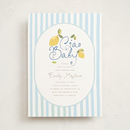 This is a ice baby shower invitations with standard by Teju Reval called lemon printing on signature in standard