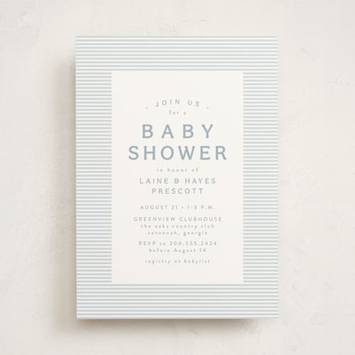 This is a sky baby shower invitations with standard by Lea Delaveris called a cute stripe printing on signature in standard