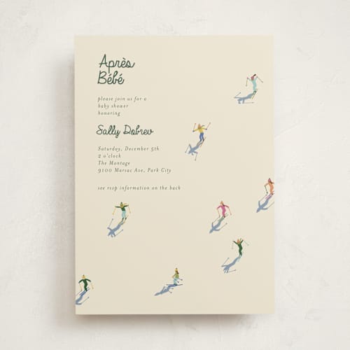 This is a candy baby shower invitations with standard by Ellen Schlegelmilch called apres bebe printing on signature in standard