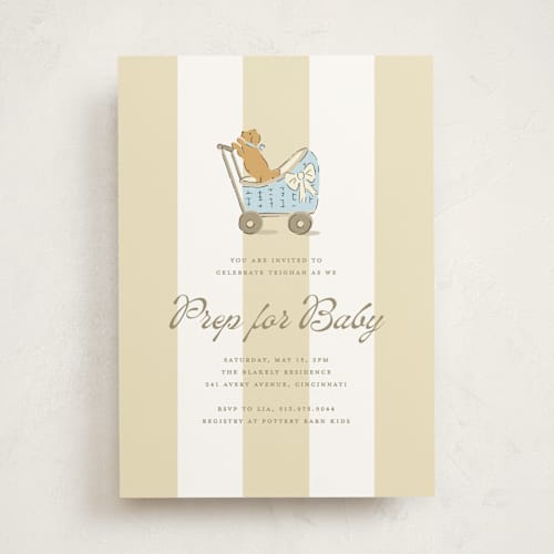 This is a marigold baby shower invitations with standard by Susan Zinader called preppy pup printing on signature in standard