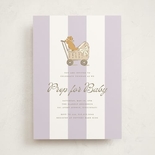 This is a raisin baby shower invitations with standard by Susan Zinader called preppy pup printing on signature in standard