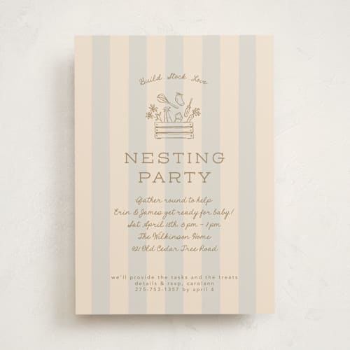 This is a moon baby shower invitations with standard by Leia Matt called nesting toolbox printing on signature in standard