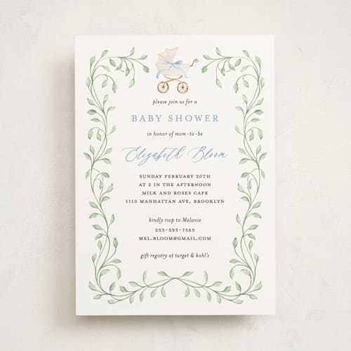 This is a sky baby shower invitations with standard by Sarah Knight called graceful printing on signature in standard