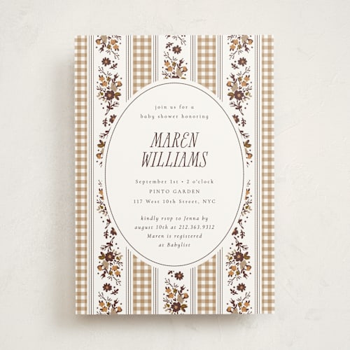 This is a sandstone baby shower invitations with standard by Emily Sabol Goss called pattern mix printing on signature in standard