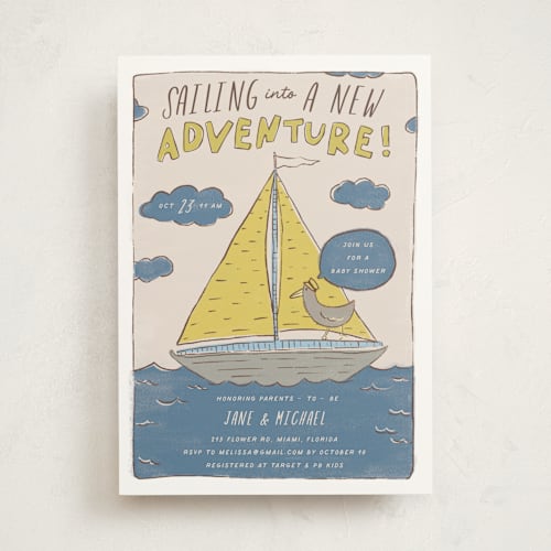 This is a sunkissed baby shower invitations with standard by Vera Lim called sail ahoy printing on signature in standard