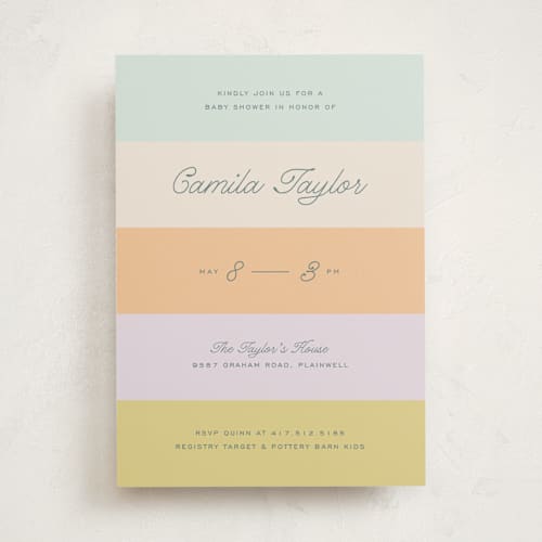 This is a wildflower baby shower invitations with standard by Pixel and Hank called striped printing on signature in standard