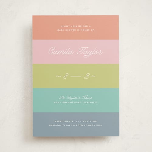 This is a kite baby shower invitations with standard by Pixel and Hank called striped printing on signature in standard